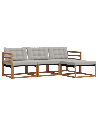 Set di divani con cuscino 4 pcs Grigio Naturale e Chiaro