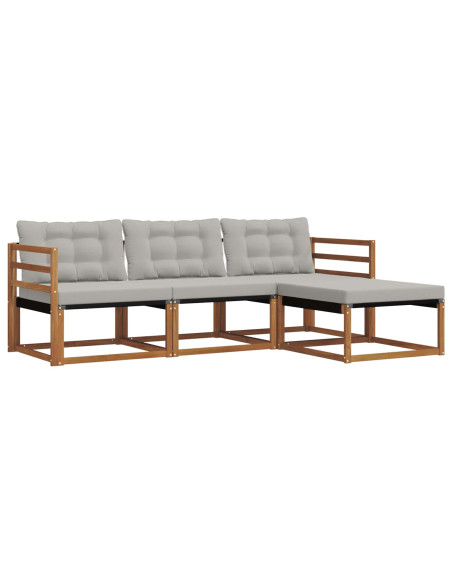 Set di divani con cuscino 4 pcs Grigio Naturale e Chiaro