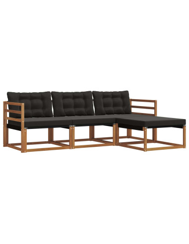 Set di divani con cuscino 4 pcs Naturale e Nero