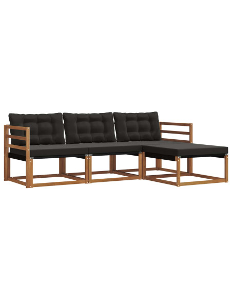 Set di divani con cuscino 4 pcs Naturale e Nero