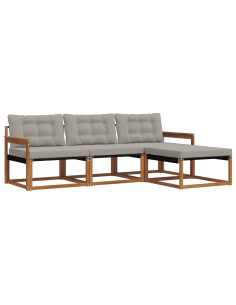 Set di divani con cuscino 4 pcs Grigio Naturale e Chiaro 2