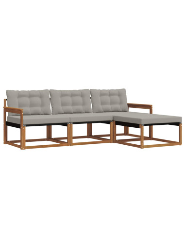 Set di divani con cuscino 4 pcs Grigio Naturale e Chiaro
