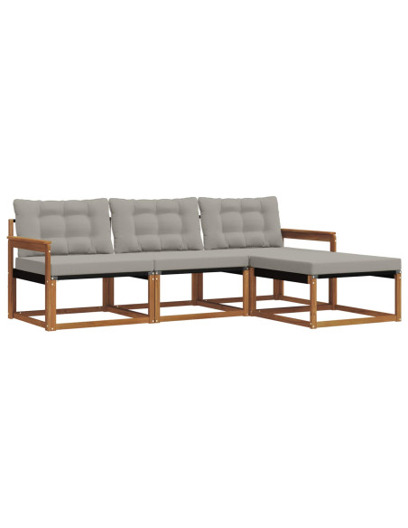 Set di divani con cuscino 4 pcs Grigio Naturale e Chiaro