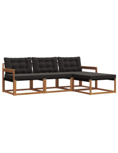 Set di divani con cuscino 4 pcs Naturale e Nero 2