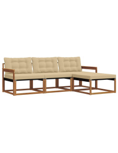 Set di divani con cuscino 4 pcs Naturale e Beige 2