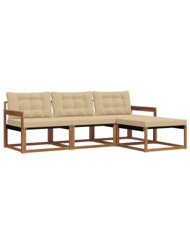 Set di divani con cuscino 4 pcs Naturale e Beige