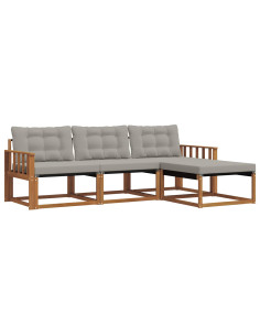 Set di divani con cuscino 4 pcs Grigio Naturale e Chiaro 2