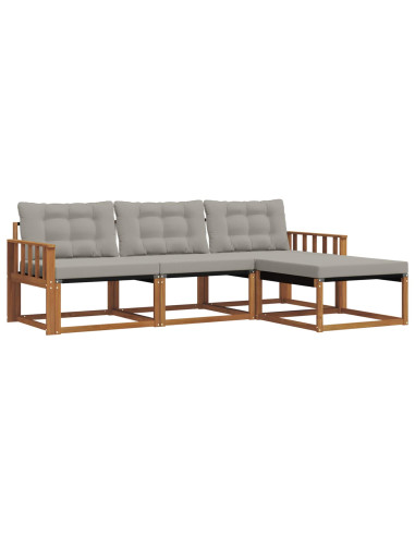 Set di divani con cuscino 4 pcs Grigio Naturale e Chiaro