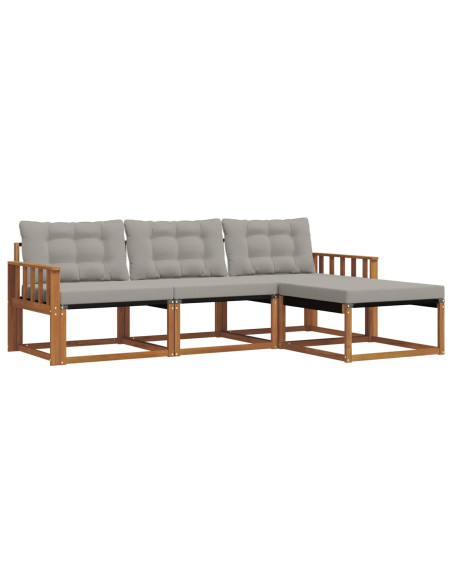 Set di divani con cuscino 4 pcs Grigio Naturale e Chiaro