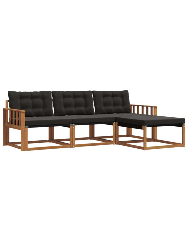 Set di divani con cuscino 4 pcs Naturale e Nero