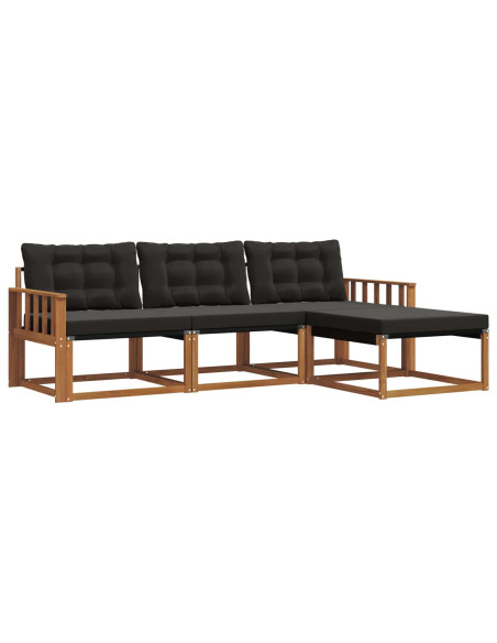 Set di divani con cuscino 4 pcs Naturale e Nero