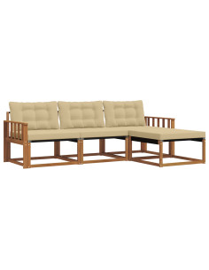 Set di divani con cuscino 4 pcs Naturale e Beige 2