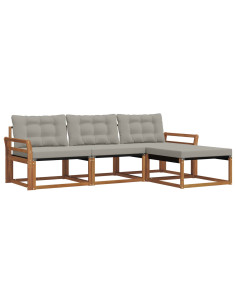 Set di divani con cuscino 4 pcs Grigio Naturale e Chiaro 2