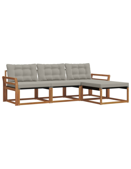 Set di divani con cuscino 4 pcs Grigio Naturale e Chiaro