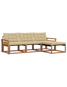 Set di divani con cuscino 4 pcs Naturale e Beige 2