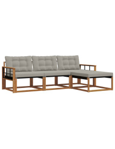 Set di divani con cuscino 4 pcs Grigio Naturale e Chiaro 2