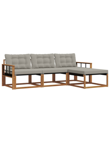 Set di divani con cuscino 4 pcs Grigio Naturale e Chiaro