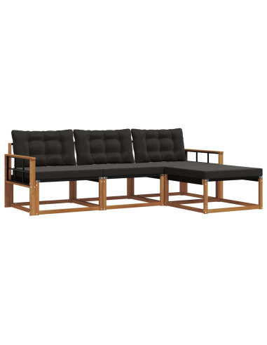 Set di divani con cuscino 4 pcs Naturale e Nero