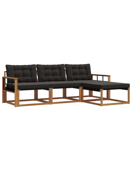 Set di divani con cuscino 4 pcs Naturale e Nero