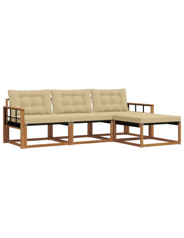 Set di divani con cuscino 4 pcs Naturale e Beige
