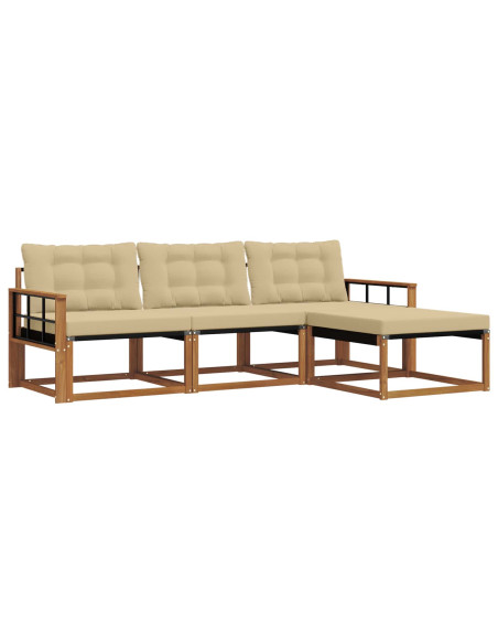 Set di divani con cuscino 4 pcs Naturale e Beige