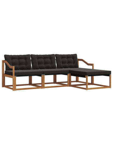 Set di divani con cuscino 4 pcs Naturale e Nero