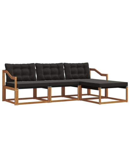 Set di divani con cuscino 4 pcs Naturale e Nero