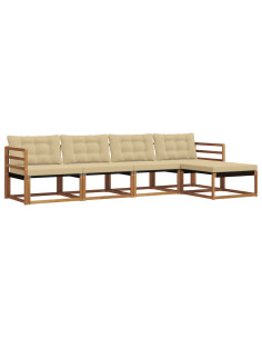Set di divani con cuscino 5 pcs Naturale e Beige 2