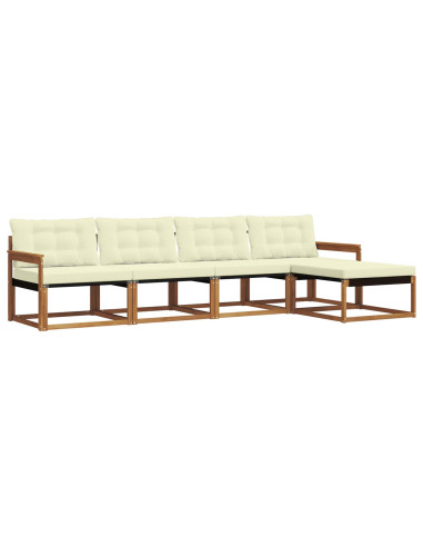 Set di divani con cuscino 5 pcs Naturale e Crema