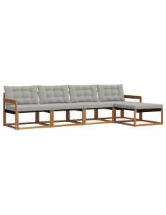 Set di divani con cuscino 5 pcs Grigio Naturale e Chiaro 2