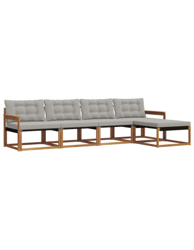 Set di divani con cuscino 5 pcs Grigio Naturale e Chiaro