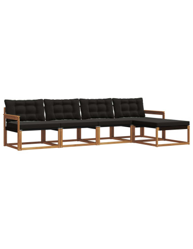 Set di divani con cuscino 5 pcs Naturale e Nero