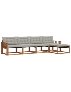 Set di divani con cuscino 5 pcs Grigio Naturale e Chiaro 2