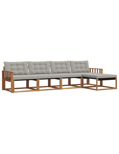 Set di divani con cuscino 5 pcs Grigio Naturale e Chiaro