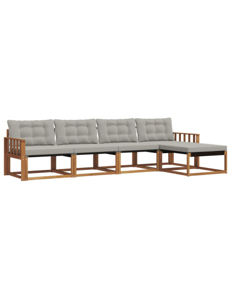 Set di divani con cuscino 5 pcs Grigio Naturale e Chiaro