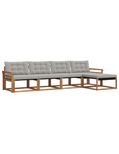Set di divani con cuscino 5 pcs Grigio Naturale e Chiaro 2