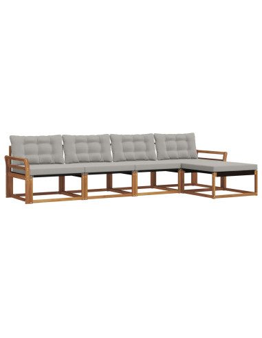Set di divani con cuscino 5 pcs Grigio Naturale e Chiaro