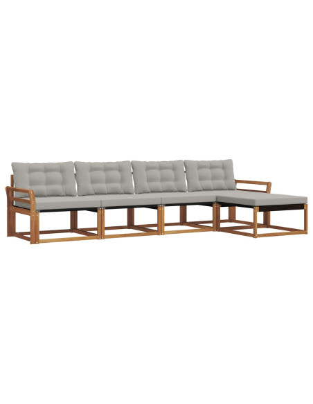 Set di divani con cuscino 5 pcs Grigio Naturale e Chiaro