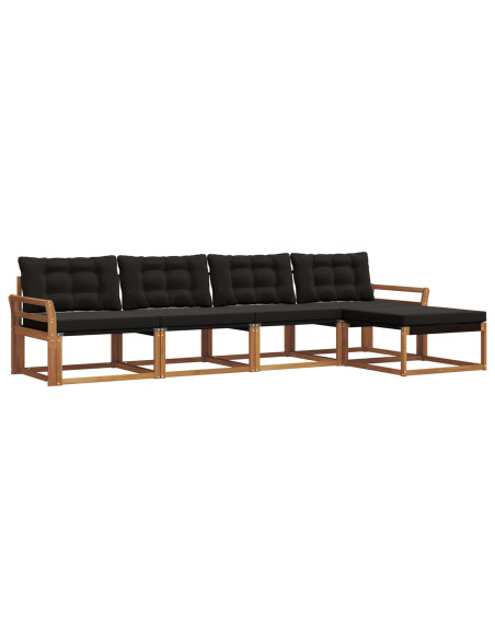 Set di divani con cuscino 5 pcs Naturale e Nero
