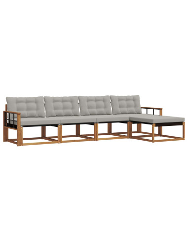 Set di divani con cuscino 5 pcs Grigio Naturale e Chiaro