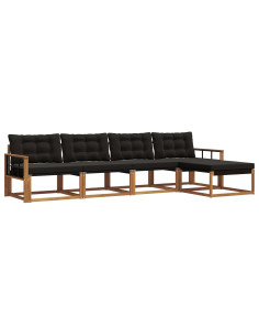 Set di divani con cuscino 5 pcs Naturale e Nero 2