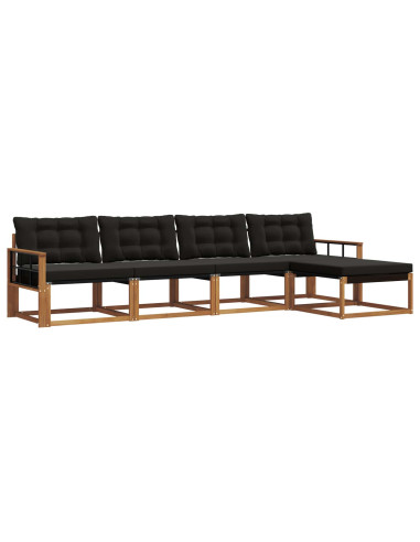 Set di divani con cuscino 5 pcs Naturale e Nero