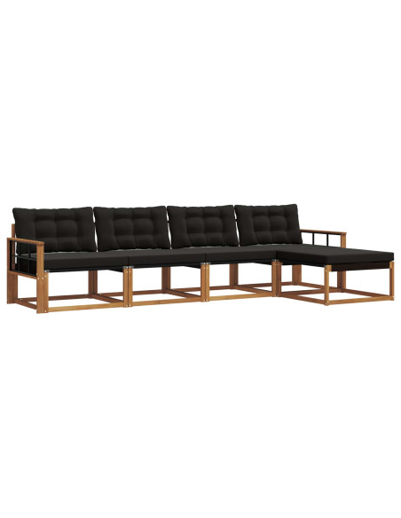 Set di divani con cuscino 5 pcs Naturale e Nero