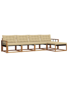 Set di divani con cuscino 5 pcs Naturale e Beige 2