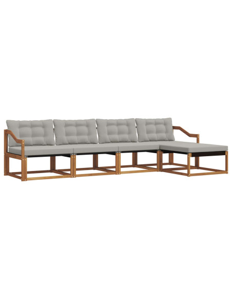 Set di divani con cuscino 5 pcs Grigio Naturale e Chiaro