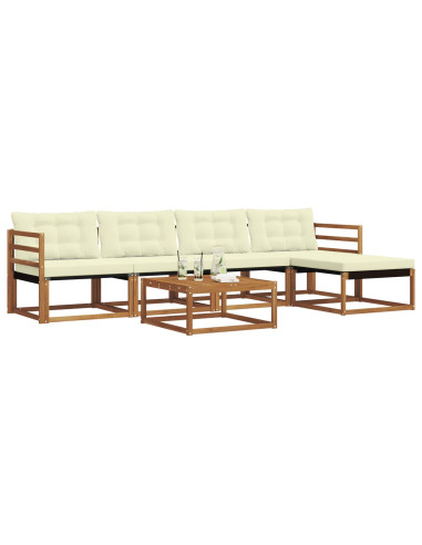 Set di divani con cuscino 6 pcs Naturale e Crema