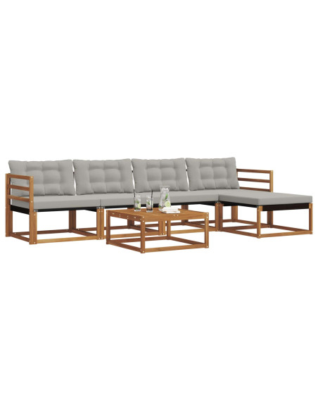 Set di divani con cuscino 6 pcs Grigio Naturale e Chiaro