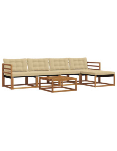 Set di divani con cuscino 6 pcs Naturale e Beige 2