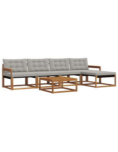 Set di divani con cuscino 6 pcs Grigio Naturale e Chiaro 2