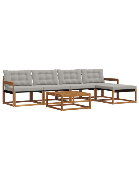 Set di divani con cuscino 6 pcs Grigio Naturale e Chiaro